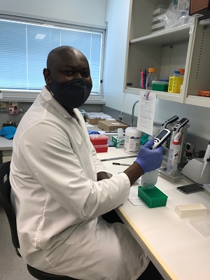 Technician Alain Ngantcha in the lab