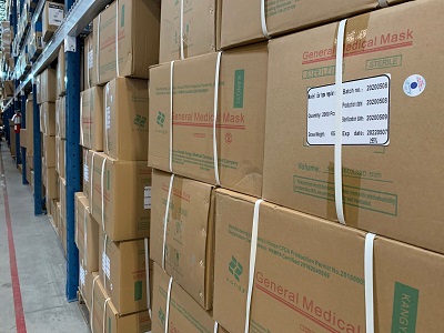 Shipments of PPE await delivery at the Evolution Fulfillment facility