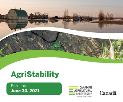 Agristability. Enrol by June 2021. Canadian Agricultural Partnership. Innovate. Grow. Prosper