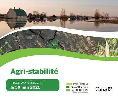 Agri-stabilité. Inscrivez-vous d'ici le 30 juin 2021. Partenariat Canadien pour l'Agriculture. Innover.  Croîre. Prospérer. 