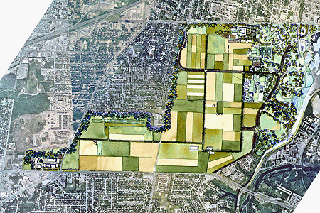 Recommended Option - An aerial view of the Experimental Farm’s overall site demonstration plan.